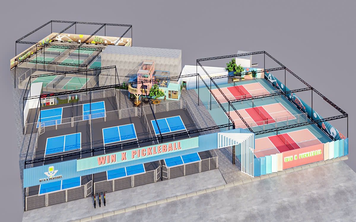 Không gian Win X Pickleball với các hoạt động cộng đồng.